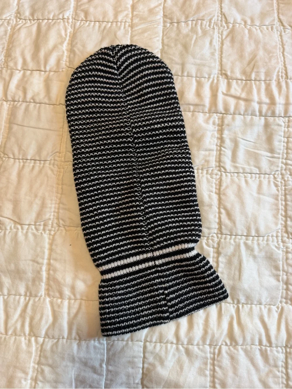 Striped Black & White Knit Balaclava